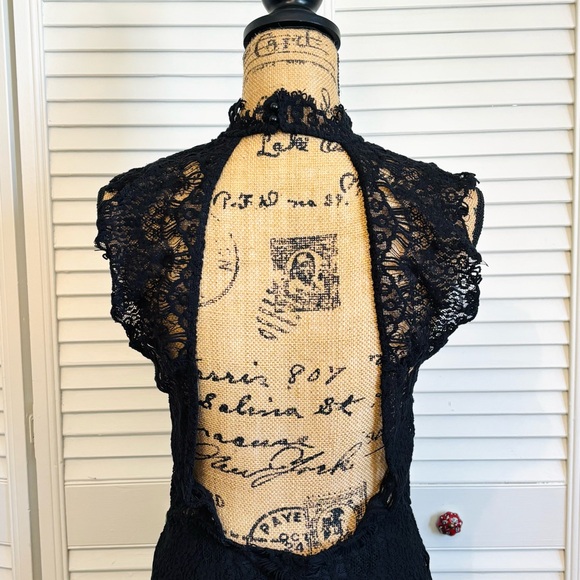Free People Daydream Lace Slip Dress Black Open Back Womens Large - Picture 6 of 8